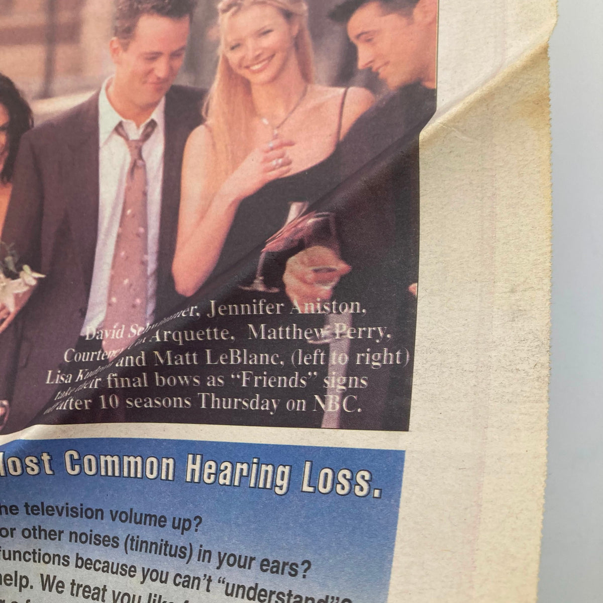 Close-up of TV Week Magazine cover from May 2, 2004, featuring David Schwimmer, Jennifer Aniston, and cast details from the series Friends.