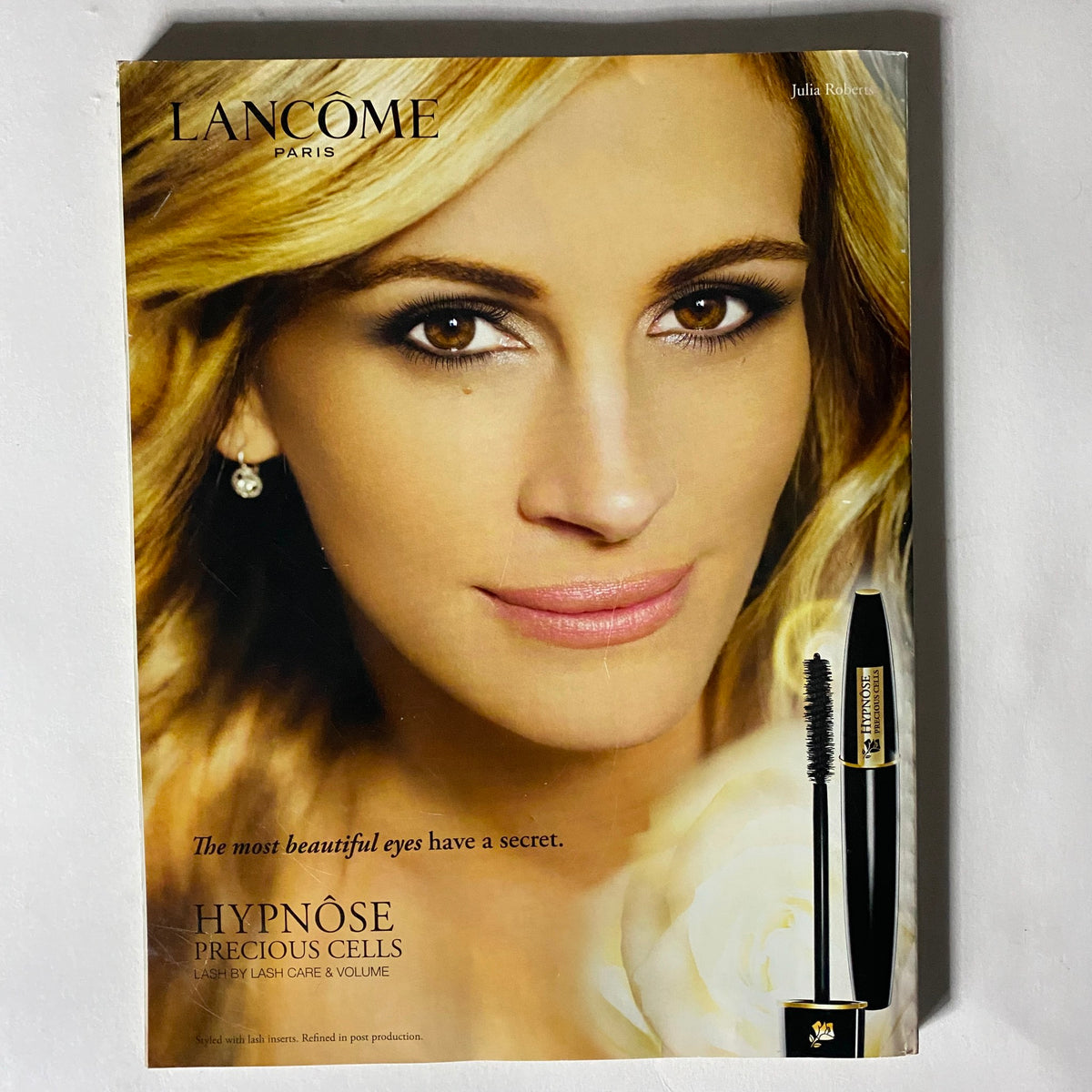 Advertisement for Lancôme Paris from Elle Magazine June 2011, promoting Hypnôse Precious Cells mascara.