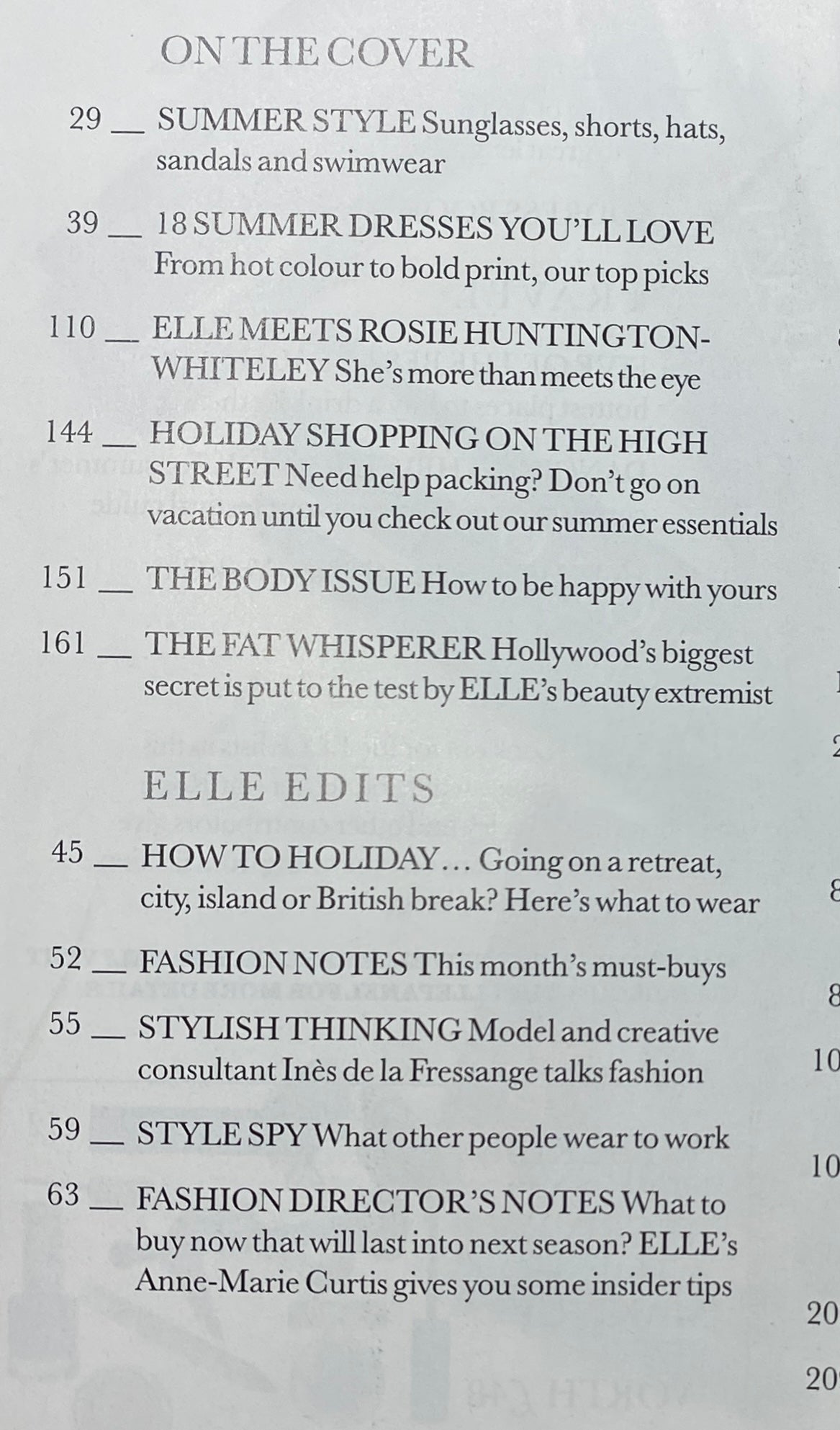 Elle UK Magazine July 2011 Rosie Huntington-Whiteley Cover, showcasing fashion insights and summer style trends.
