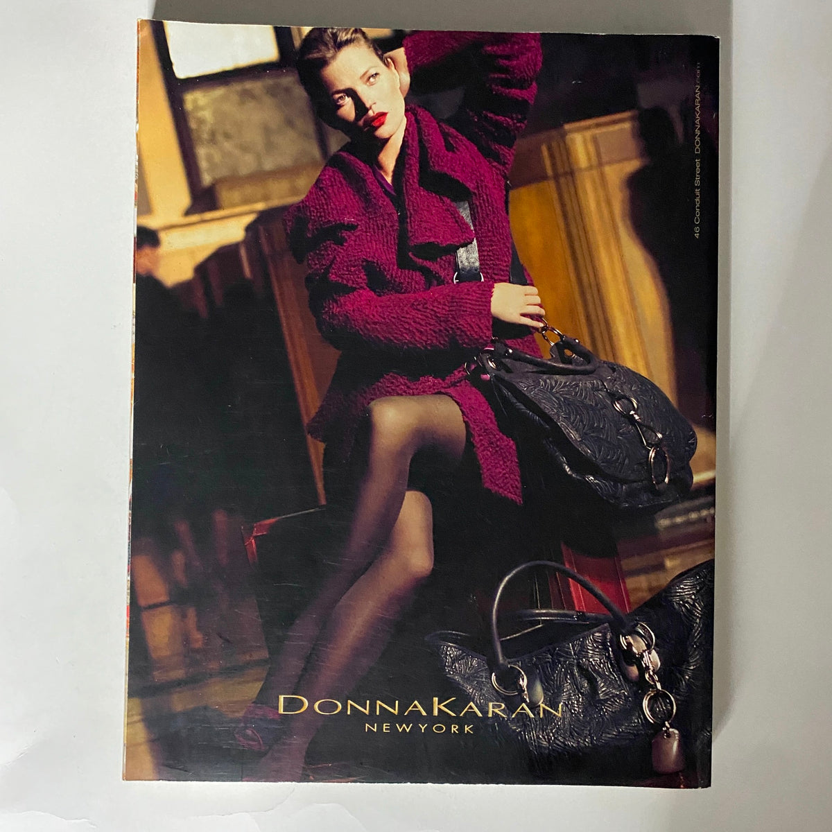 Vogue UK Magazine September 2008 Karen Elson Cover No Label VG displaying a striking advertisement for Donna Karan New York, featuring a model in a bold outfit and luxurious accessories.