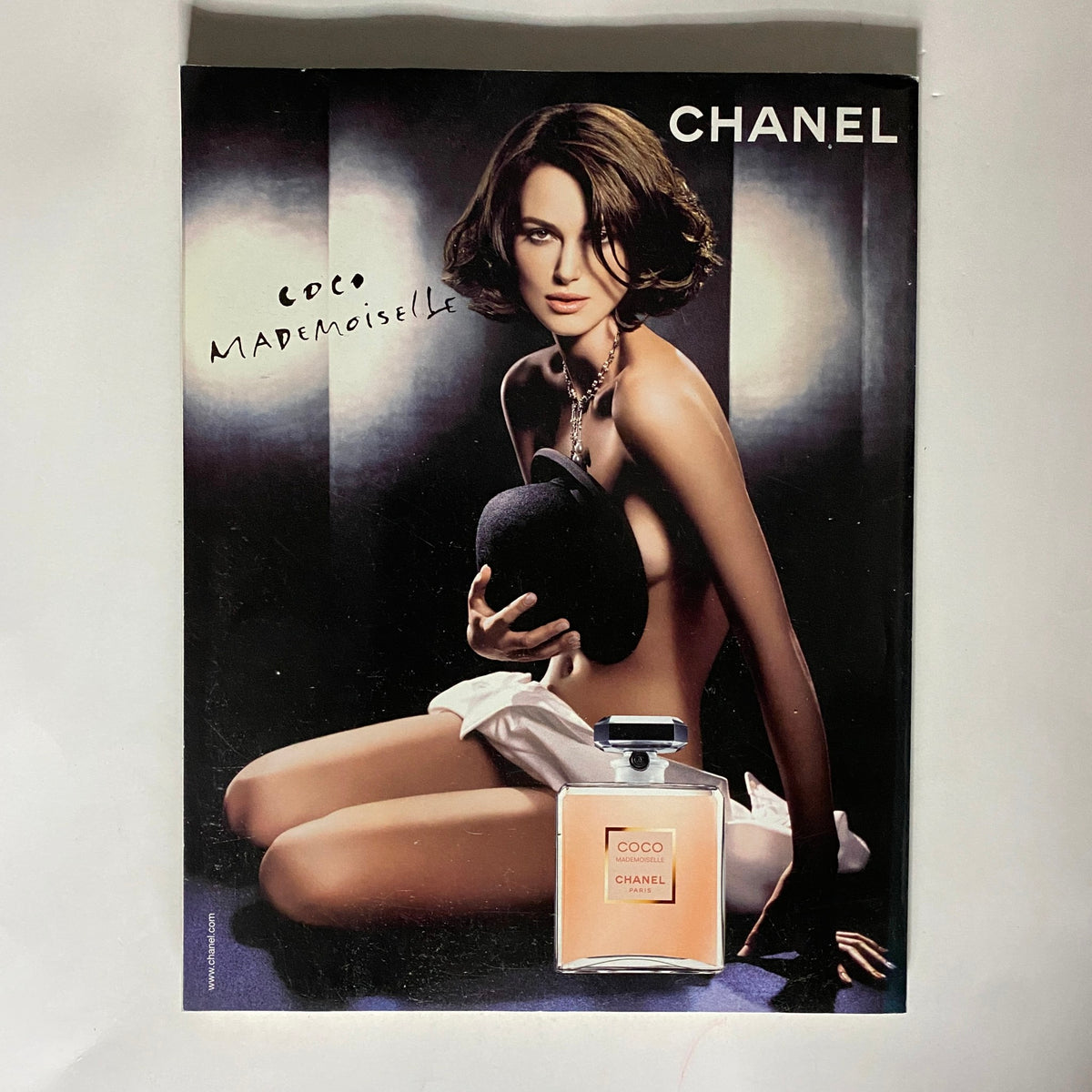 Chanel advertisement featuring a model with the Coco Mademoiselle perfume in Vogue UK Magazine February 2008 Sasha Pivovarova Cover No Label VG, highlighting luxury beauty products.