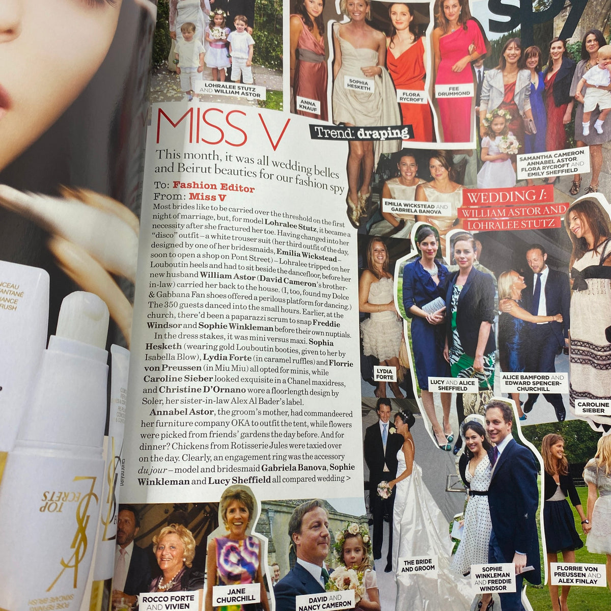 Page featuring wedding inspirations and fashion trends from Vogue UK Magazine November 2009, with elegant dresses and festive themes.