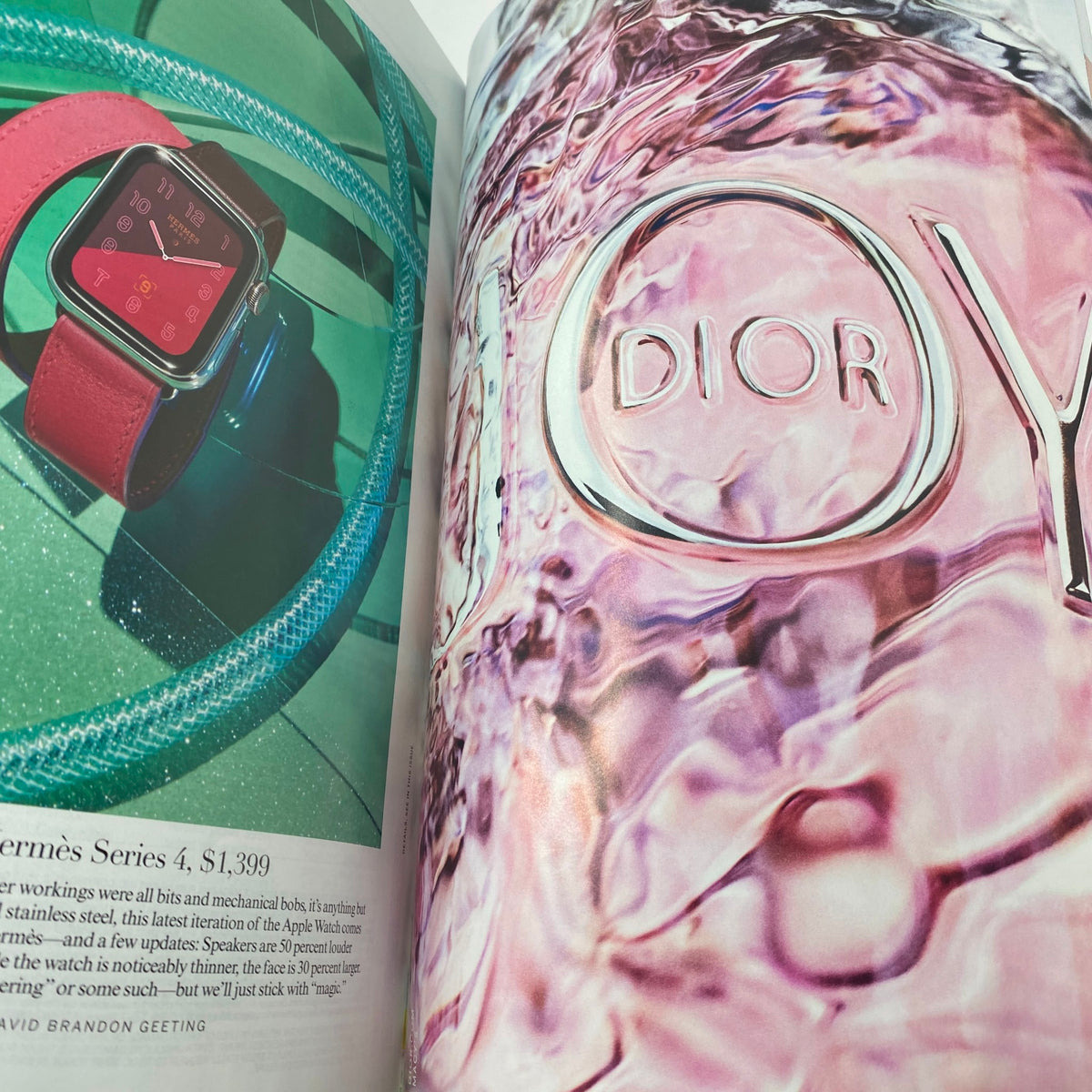 Vogue Magazine October 2018 page featuring a detailed editorial spread showcasing a Dior advertisement, emphasizing luxurious fashion and innovative design elements relevant to Lady Gaga's influence.