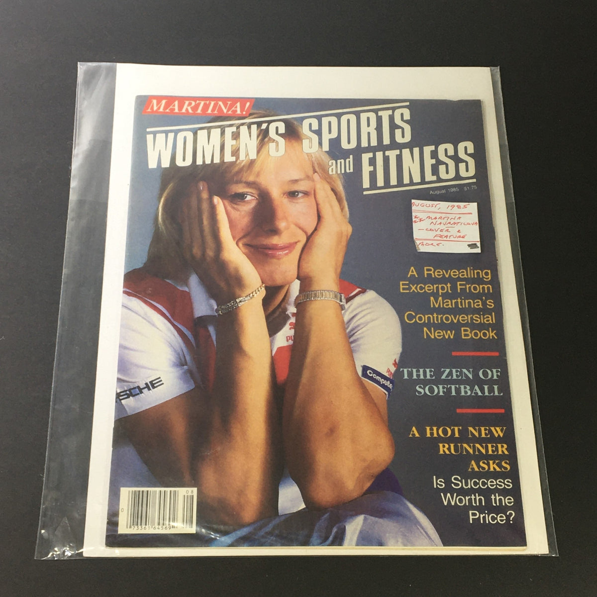 Vintage Women's Sports & Fitness Magazine from August 1985 featuring Martina Navratilova on the cover, showcasing an iconic moment in women's sports history.