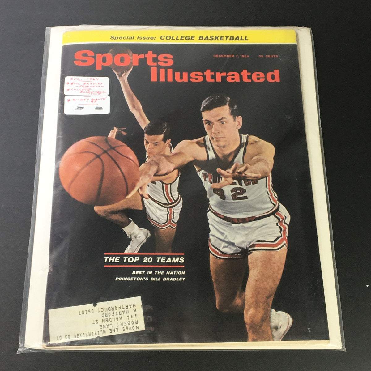 VTG Sports Illustrated Magazine from December 7, 1964 featuring Bill Bradley of Princeton University, showcasing college basketball highlights with vibrant cover design.