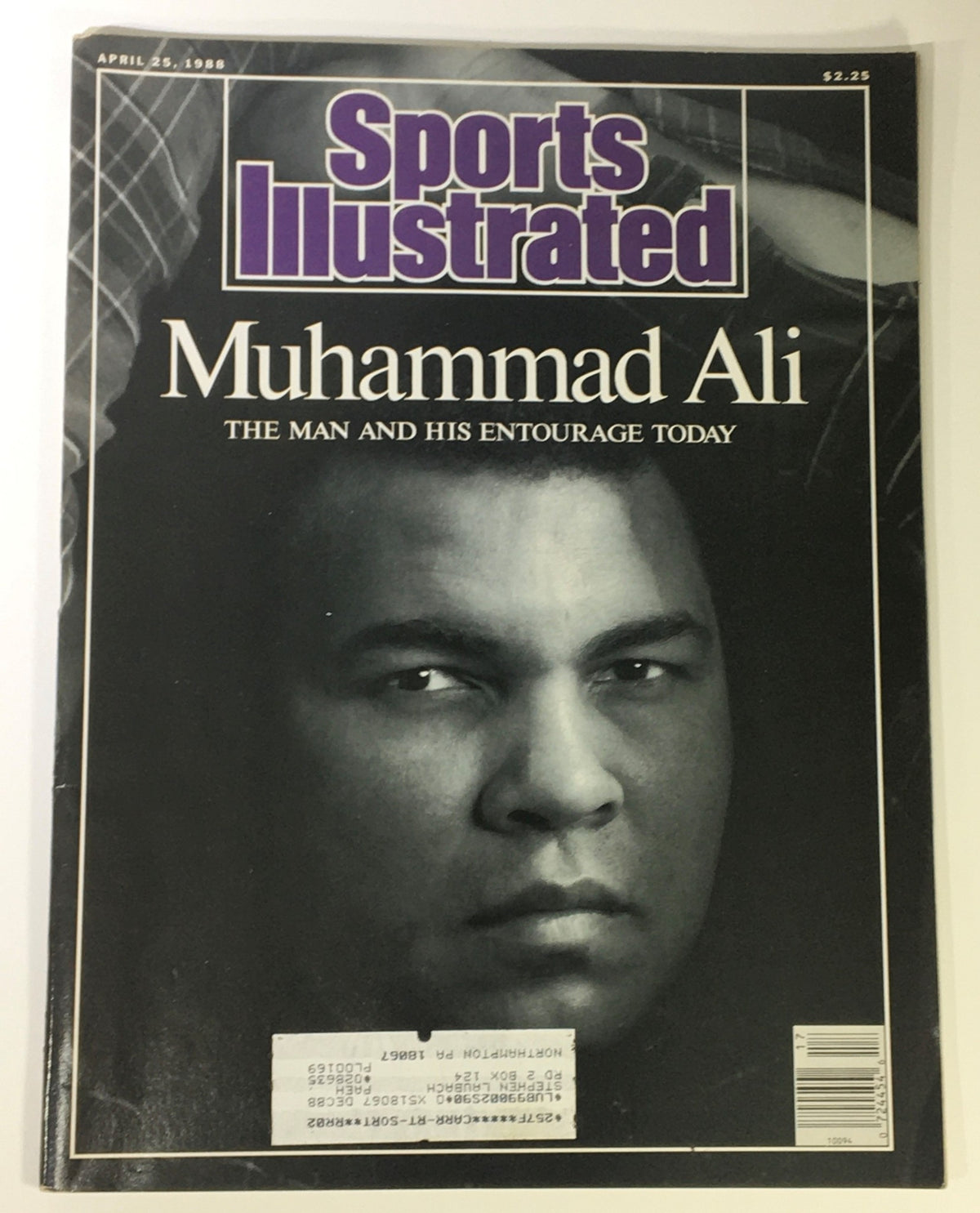 Cover of Sports Illustrated Magazine from April 25, 1988 featuring Muhammad Ali and his entourage, showcasing an iconic sports moment.
