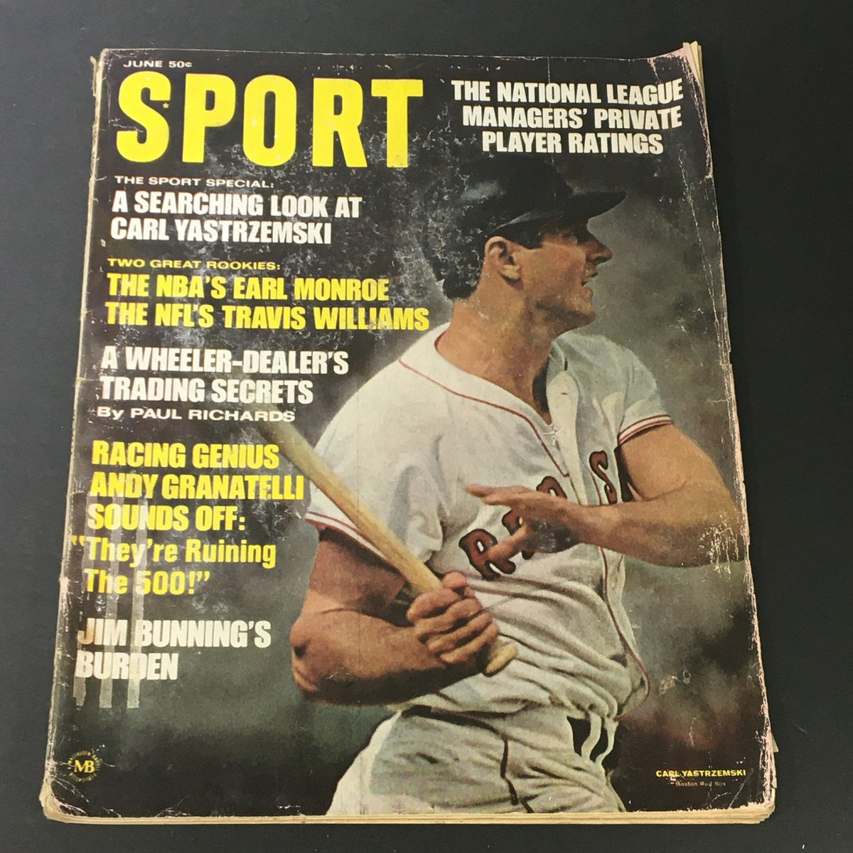 Vintage VTG Sport Magazine June 1968 Vol 45 #6 featuring Boston Red Sox player Carl Yastrzemski on the cover, highlighting an era of sports history.