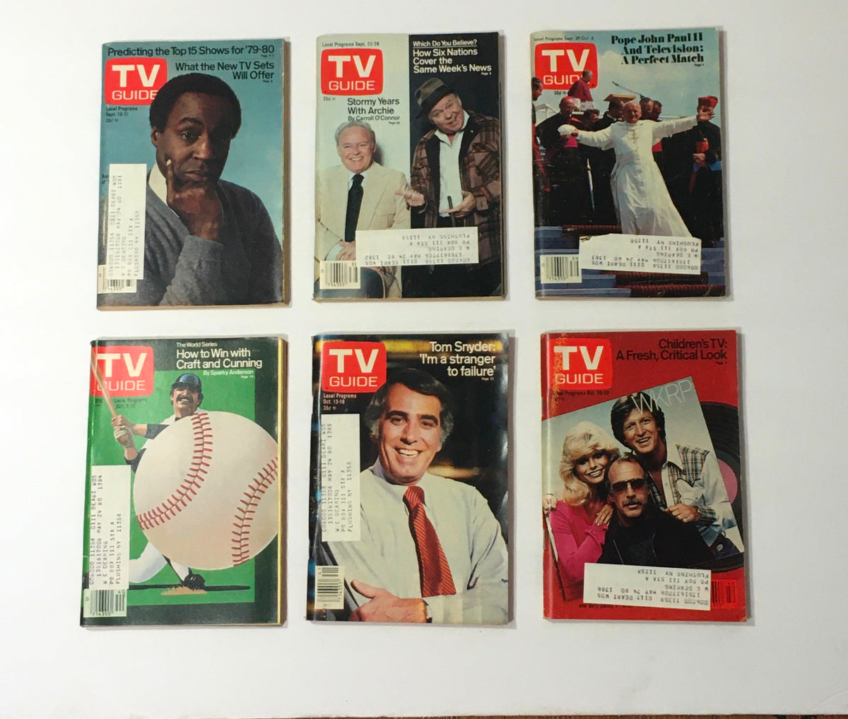 Complete Year Of TV Guide Magazines 1979, 52 Issues: Special Issue Fall Preview - Display of classic TV Guide magazine covers featuring notable TV shows and celebrities from 1979.