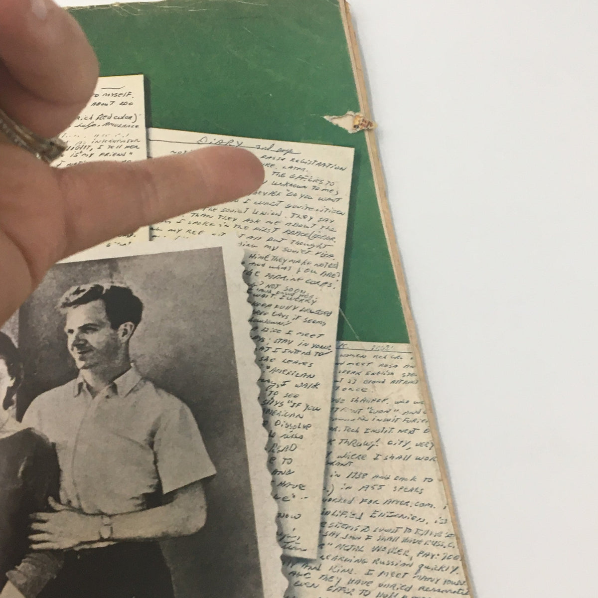 Close-up view of the VTG Life Magazine July 10 1964 cover showing Lee Harvey Oswald and pages of handwritten notes.