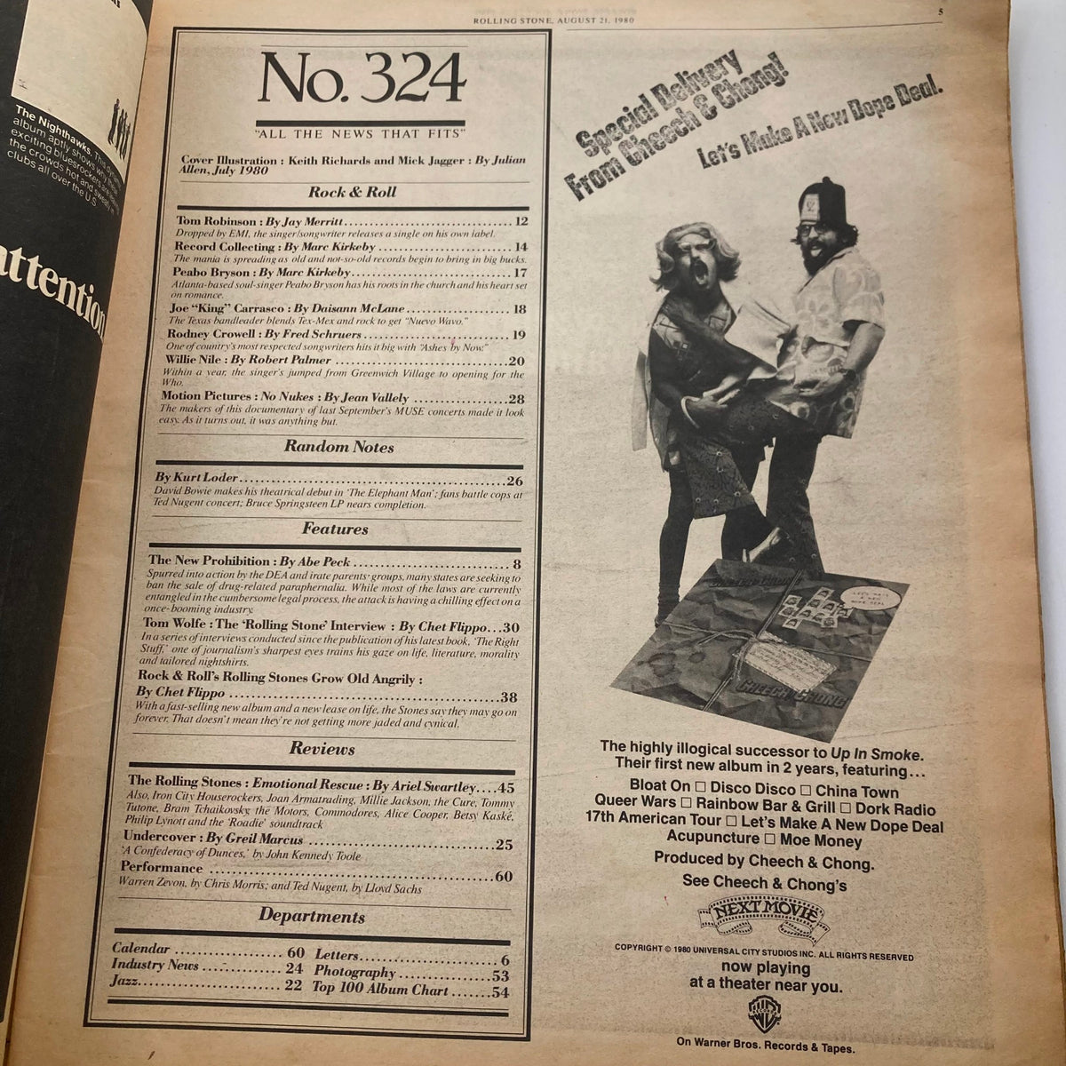 Vintage Rolling Stone Magazine August 21 1980 No. 324 Keith Richards & Mick Jagger