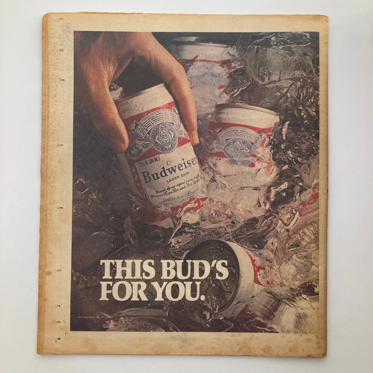 Advertisement page from VTG Rolling Stone Magazine August 7 1980 No. 323 featuring Budweiser beer, emphasizing the vintage advertising style of the era.