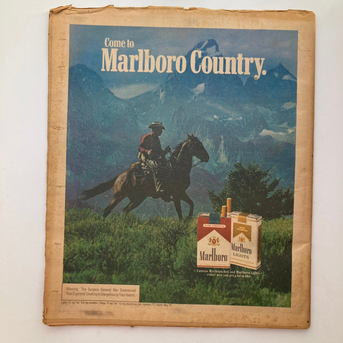 Back cover of VTG Rolling Stone Magazine March 6, 1980 No. 312 featuring a Marlboro advertisement, reflecting the advertising style of the era.