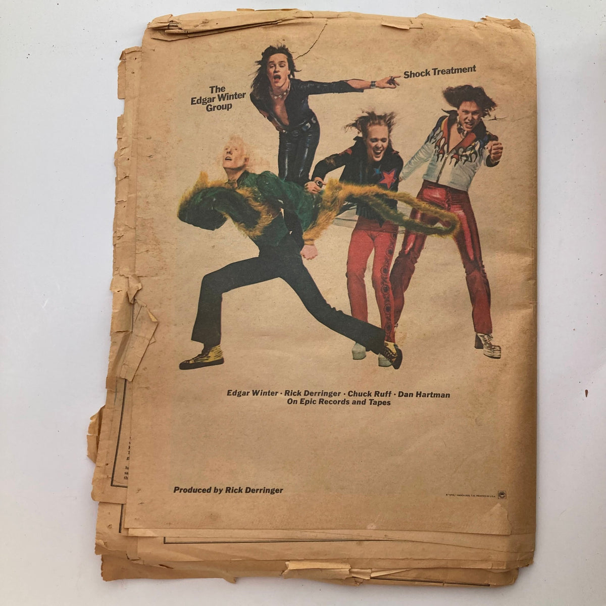 Back cover of Rolling Stone Magazine dated July 4, 1974, No. 164, showcasing The Edgar Winter Group, featuring vibrant retro imagery.