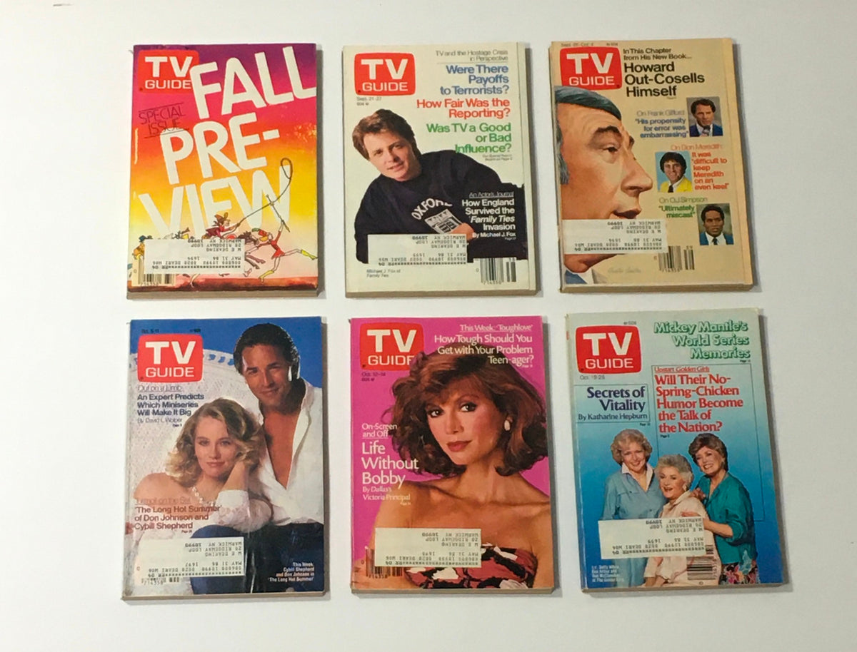 Complete Year Of TV Guide Magazines 1985: Special Issue Fall Preview and other notable covers, representing significant TV moments from 1985.