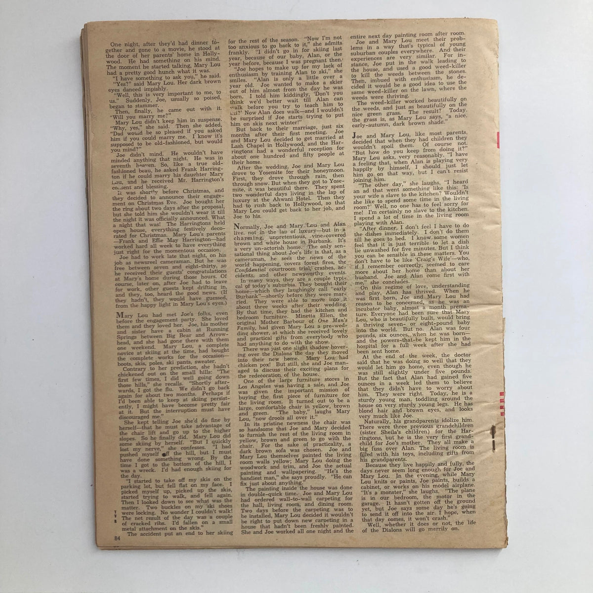 Back side of the VTG TV Radio Mirror Magazine December 1957, Vol 49 No. 1, displaying text and images that capture the essence of 1950s pop culture.