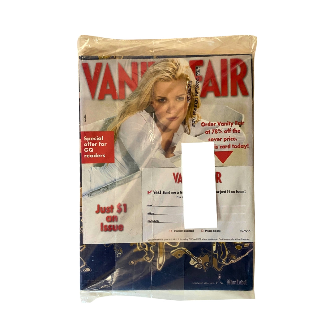 Vaniy Fair magazine sealed, showcasing a stylish model on the cover, offering promotional subscriptions for GQ readers.