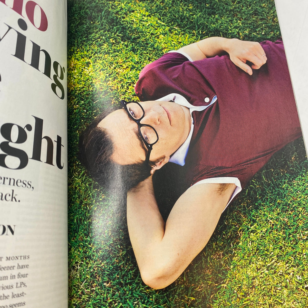 Article page from Rolling Stone Magazine September 11, 2014, Issue 1217 showcasing Rivers Cuomo, highlighting his journey and comeback, along with vibrant imagery.