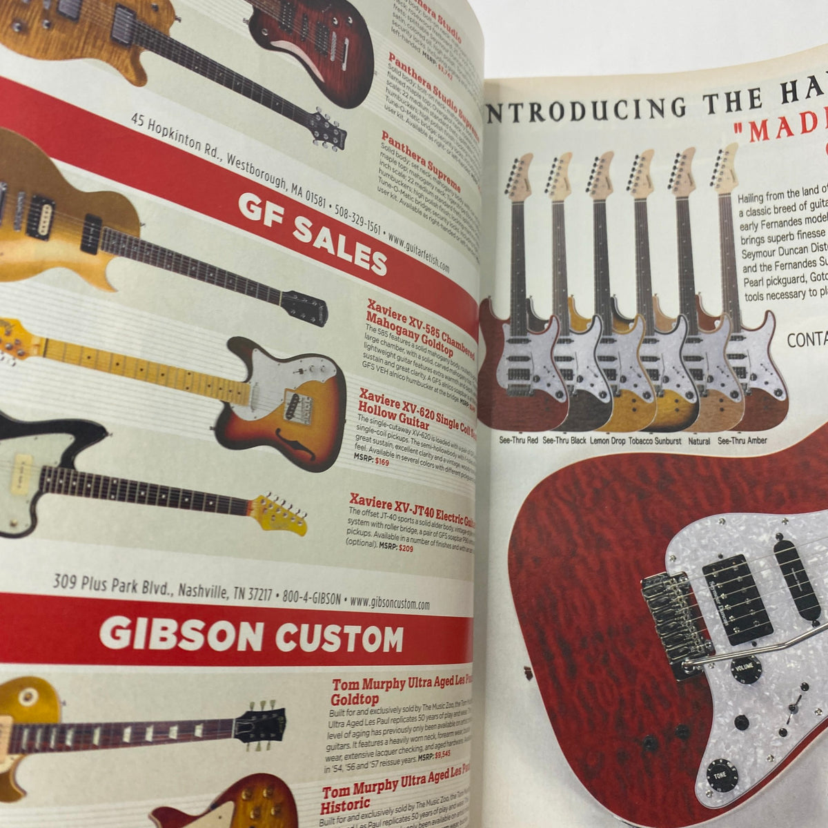Introduction page of Guitar Buyer's Guide Magazine 2011 presenting various guitars with descriptions of their features and specifications.