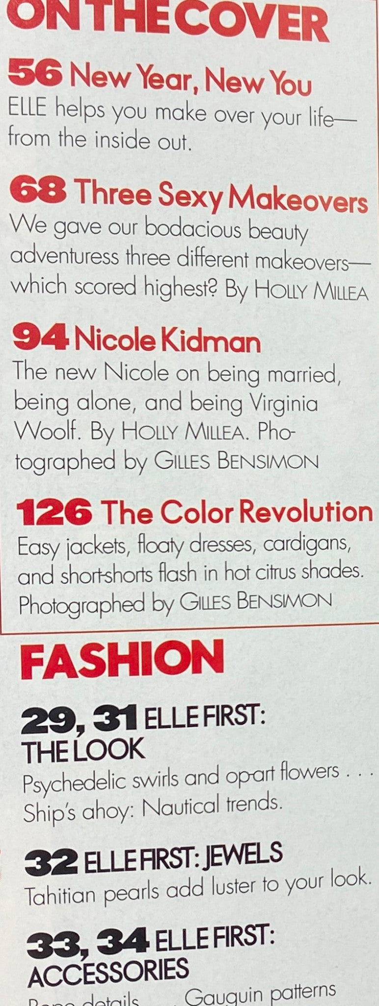 Elle Magazine January 2003 Nicole Kidman Cover