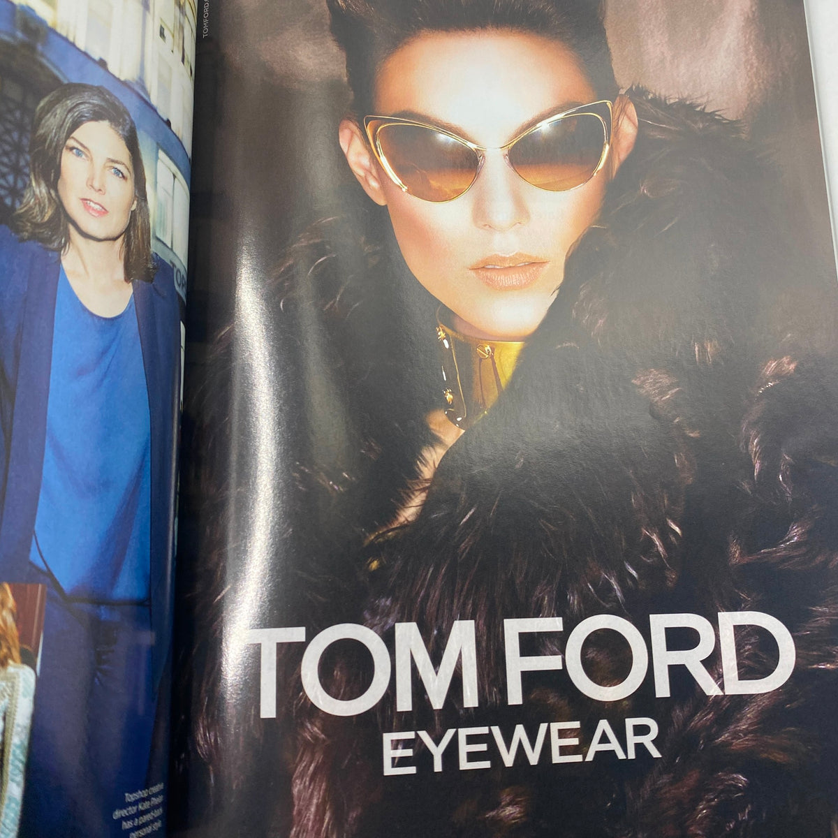 Ad for Tom Ford Eyewear in Harper's Bazaar Australia Magazine November 2012, featuring bold sunglasses and a high-fashion aesthetic.