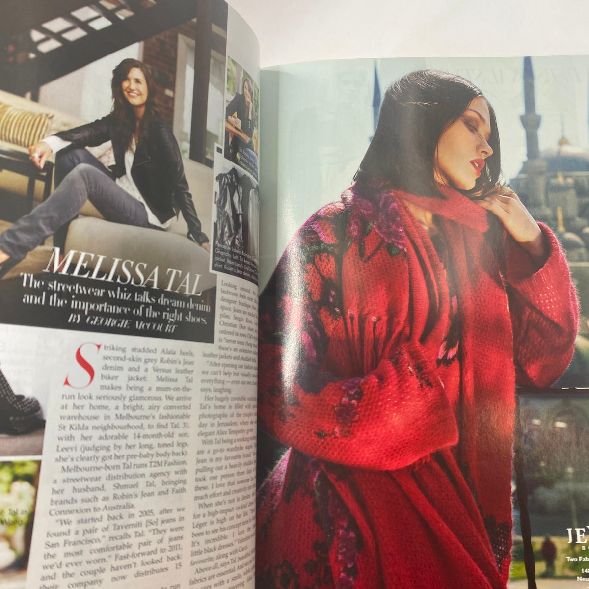 Interior spread of Harper's Bazaar Australia Magazine March 2011 featuring a profile on Melissa Tal, showcasing fashion and style with elegant photography.
