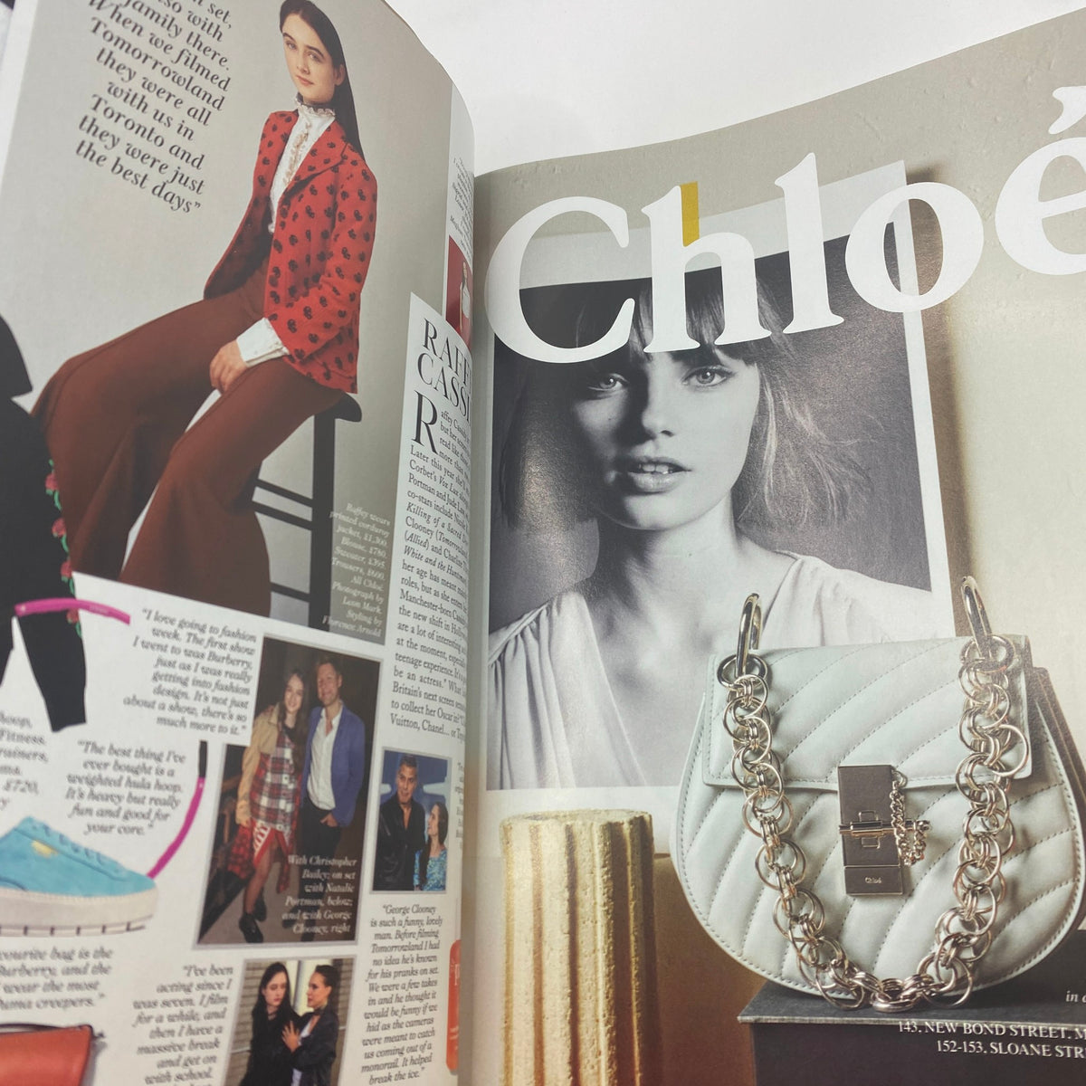 Inside of Vogue UK Magazine June 2018, displaying a fashion editorial featuring Chloe and unique style pieces. A must-see for fashion enthusiasts.