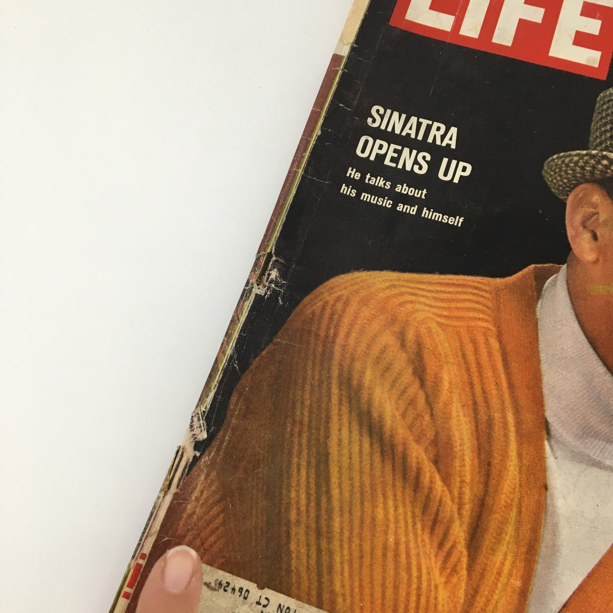 Side view of VTG Life Magazine April 23, 1965, showing the title and Frank Sinatra's feature about his music and personal life.