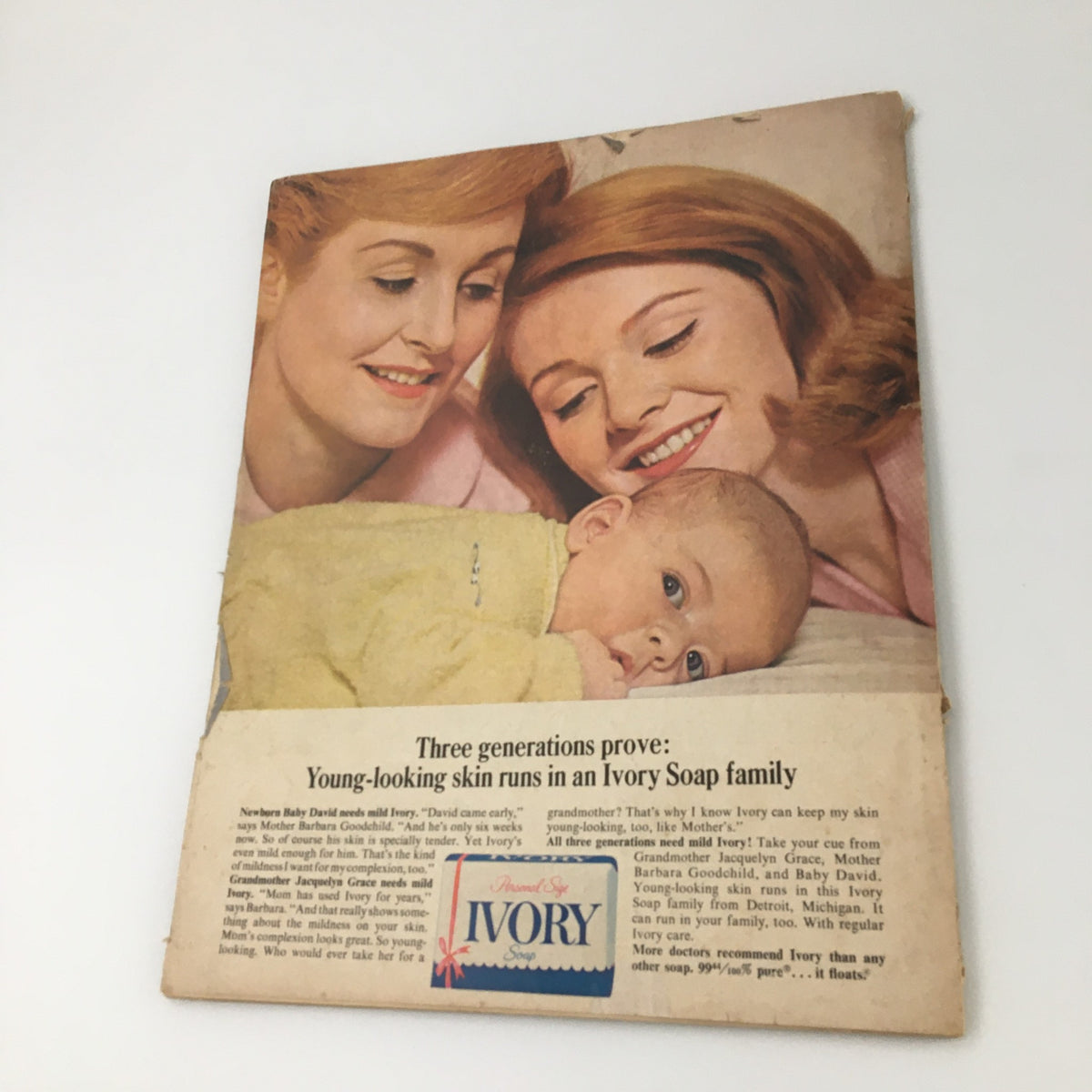 VTG Photoplay Magazine October 1965 displaying a nostalgic advertisement for Ivory Soap, highlighting the beauty of three generations of women.