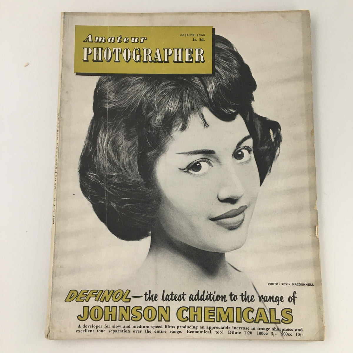 Cover of the VTG Amateur Photographer Magazine June 22, 1960 featuring a vintage photograph of a woman. The cover highlights Johnson Chemicals and provides a glimpse into the photography trends of the era.