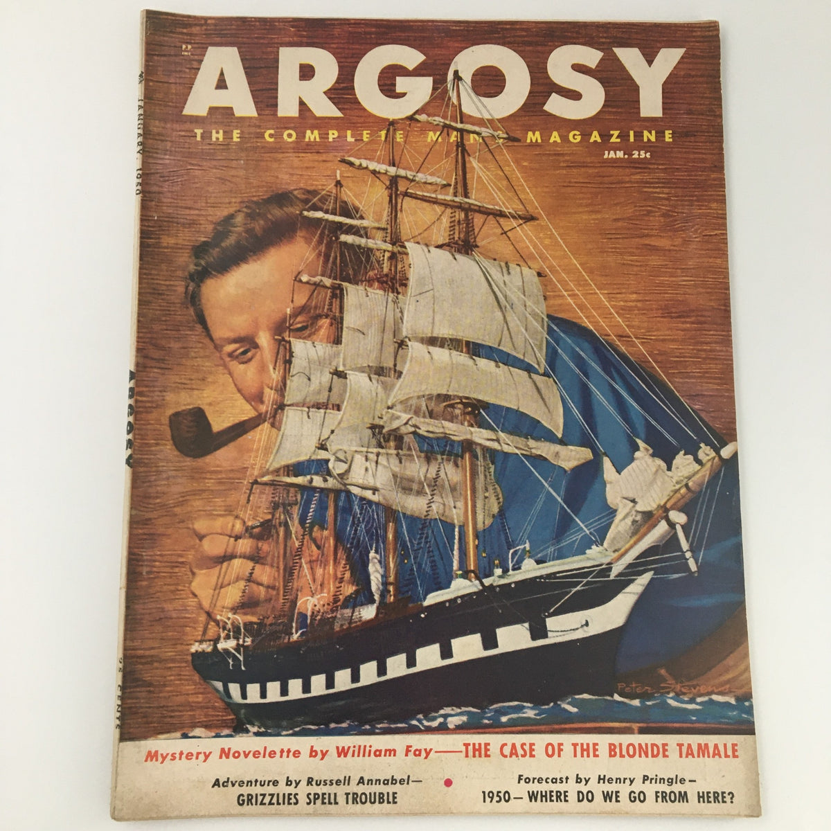 VTG Argosy Magazine January 1950 cover featuring a historical ship image and the title 'The Nazi's Won't Give Up' reflecting post-war themes.