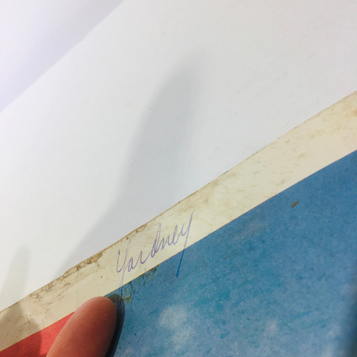 Close-up of the back cover of The New Yorker Magazine December 6, 1958, showing the handwritten name 'Yardney' and signs of age and wear, emphasizing its authenticity as an original vintage magazine.