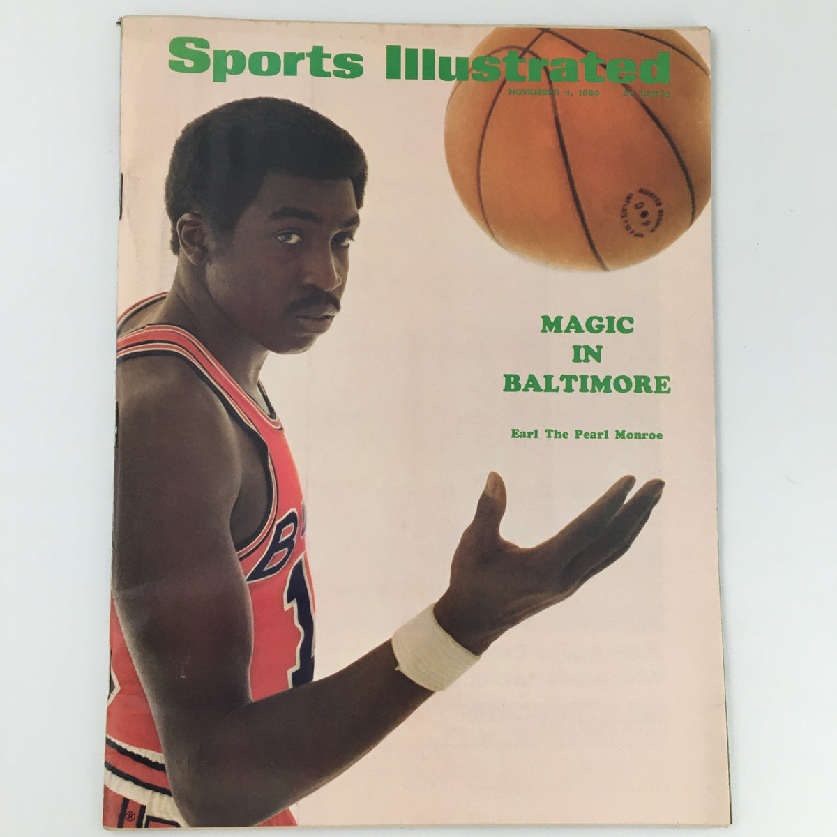 Cover of Sports Illustrated Magazine, November 4, 1968 featuring Earl Monroe holding a basketball, showcasing vintage sports memorabilia.