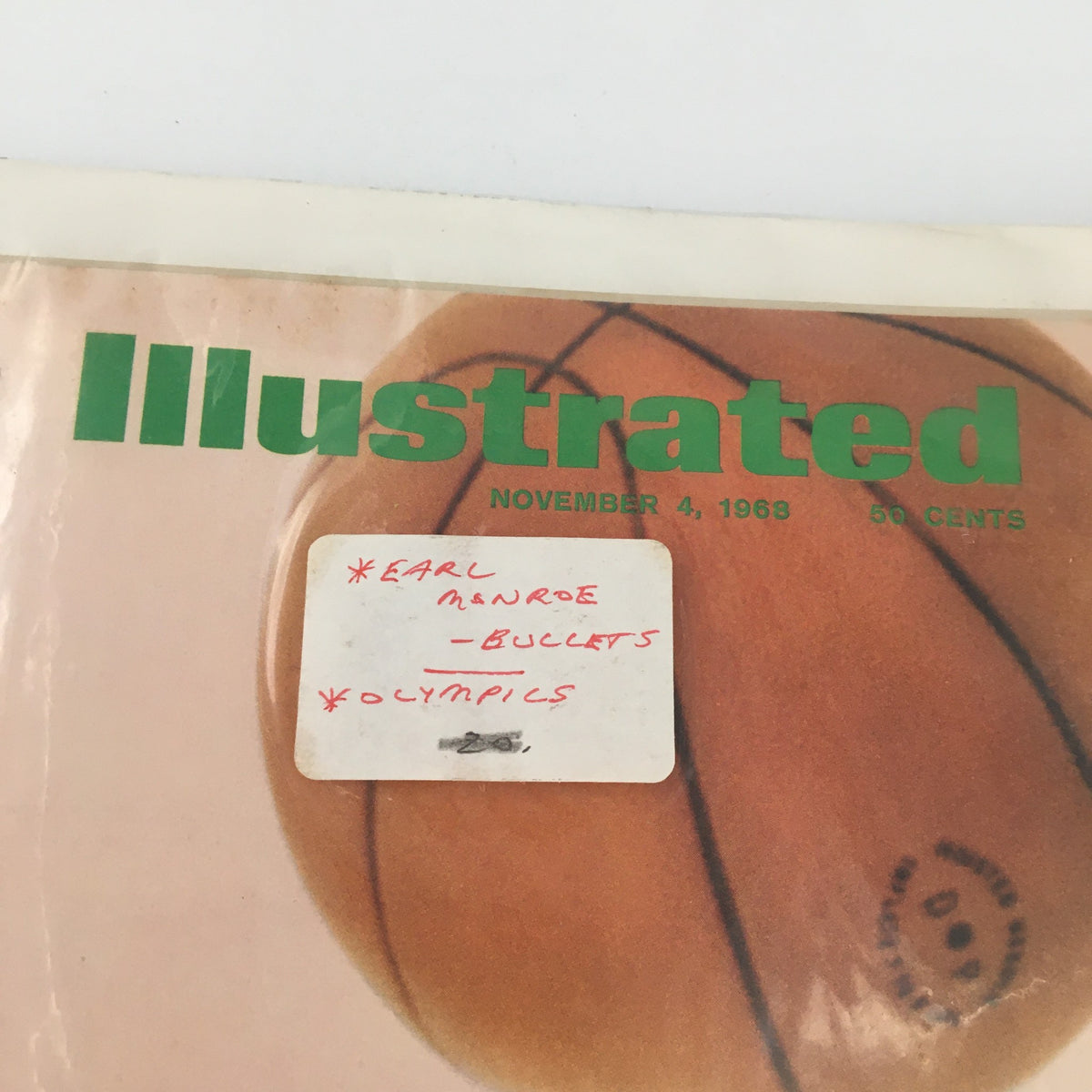 Detail of the Sports Illustrated Magazine, November 4, 1968 cover with notes, featuring Earl Monroe, an important historical sports collectible.