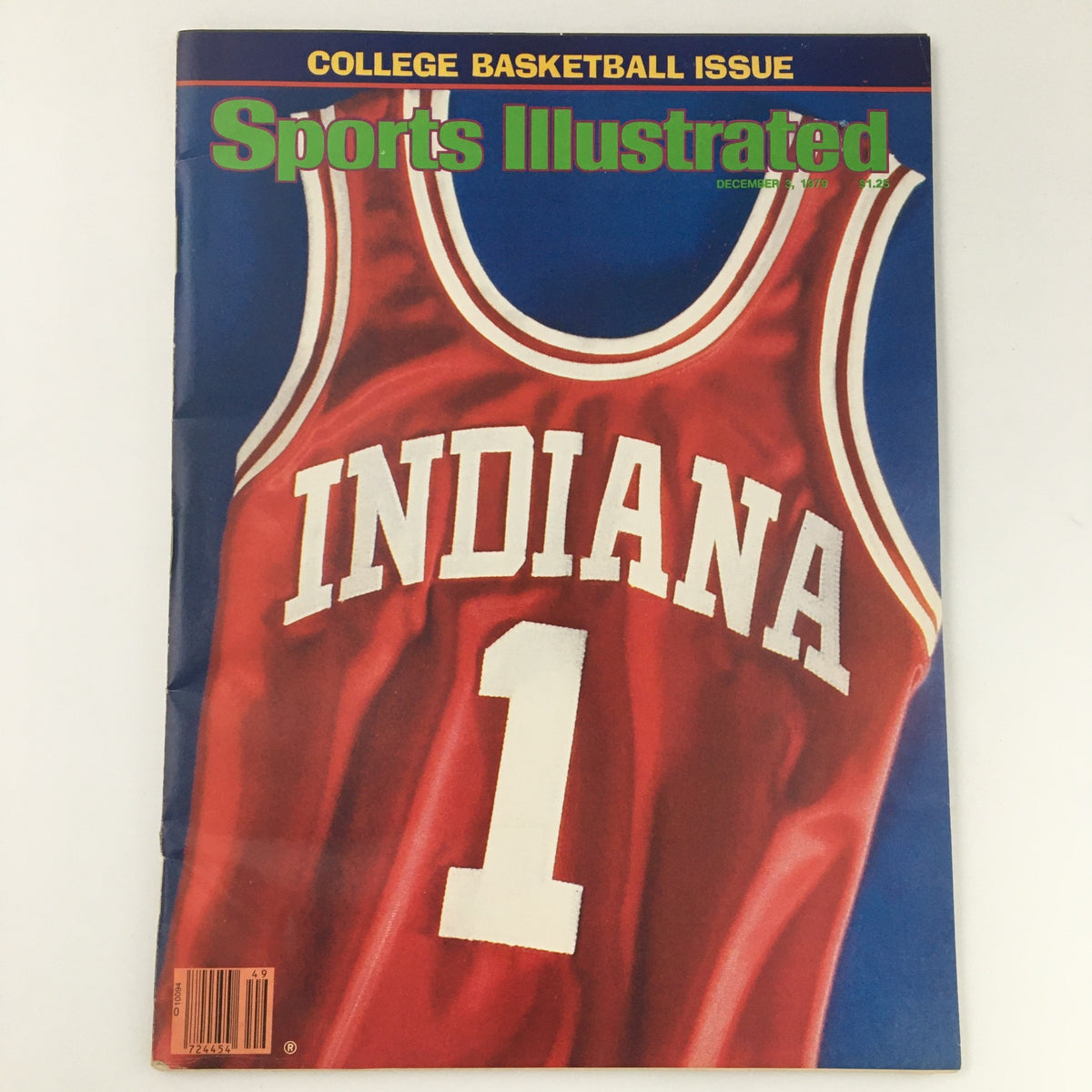 Cover of VTG Sports Illustrated Magazine December 3 1979 featuring a college basketball jersey with 'Indiana' written across it.