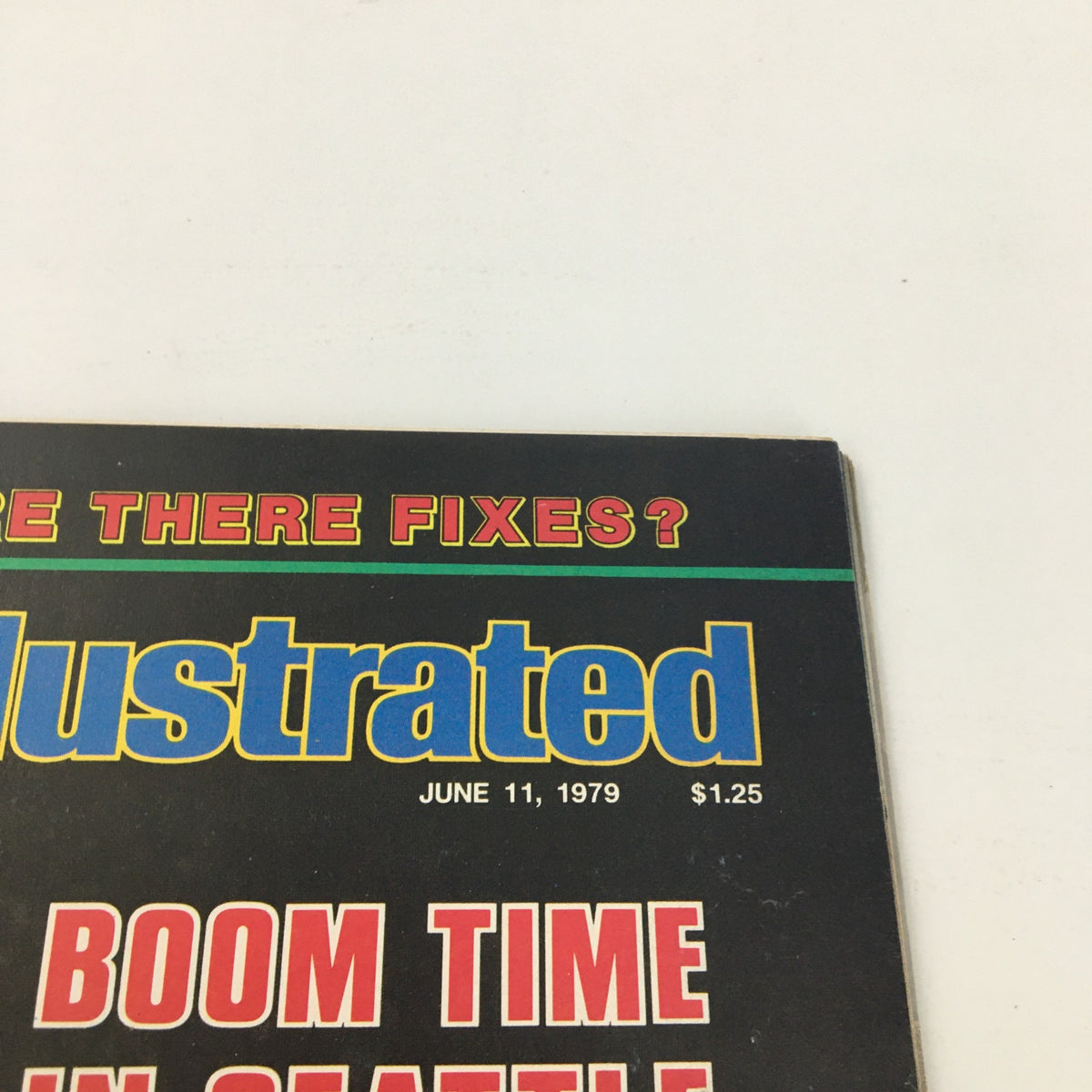 Close-up of the title section of the VTG Sports Illustrated Magazine June 11, 1979, highlighting 'Boom Time in Seattle' featuring Gus Williams.