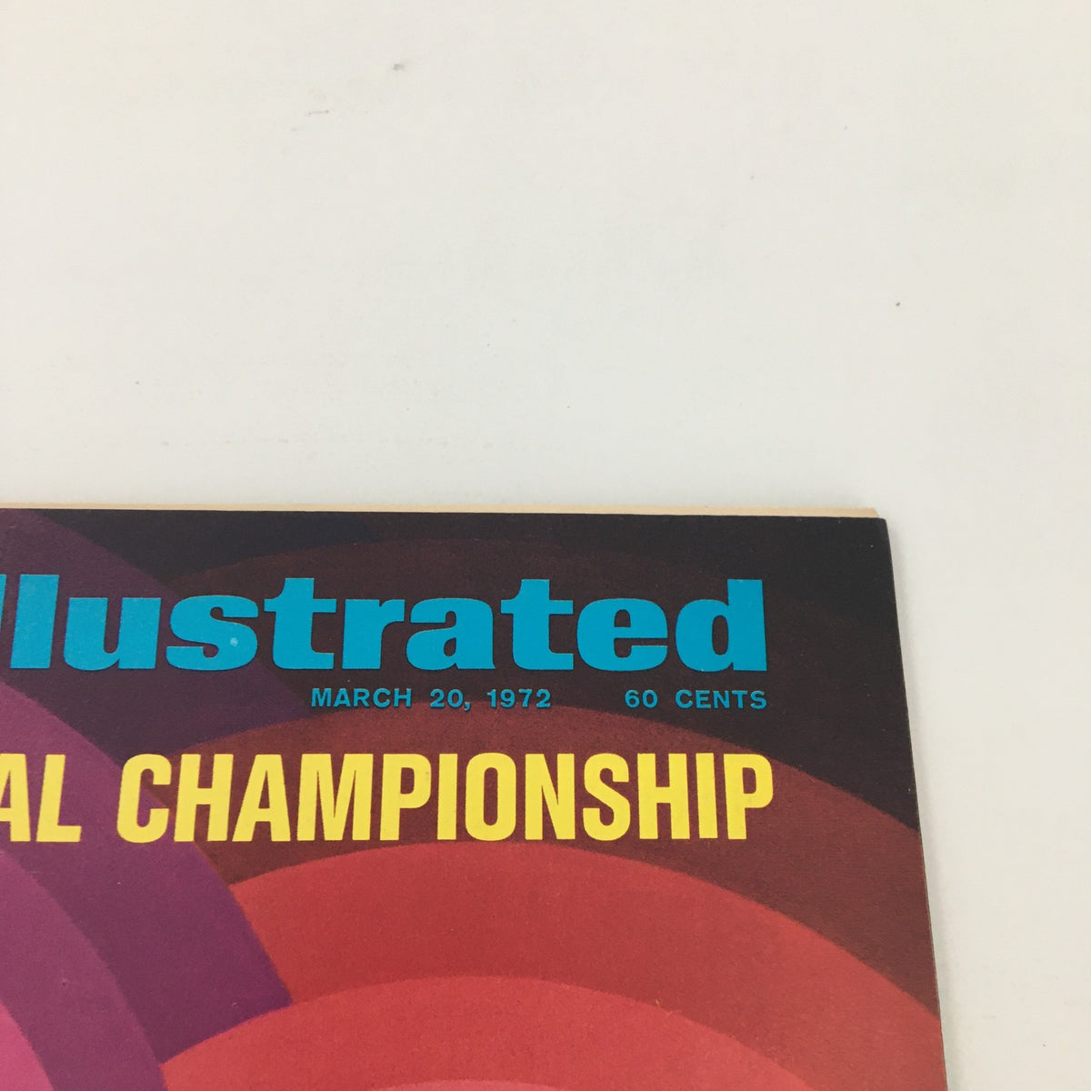 Close-up view of the title section of Sports Illustrated March 20, 1972, detailing the National Championship in College Basketball.