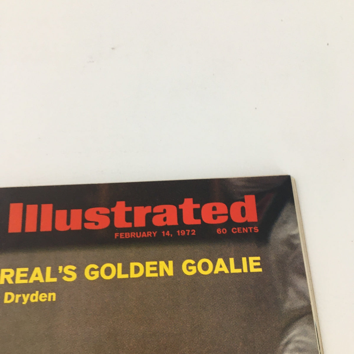 Top section of the Sports Illustrated magazine cover dated February 14, 1972, highlighting Ken Dryden, the famous goalkeeper of the Montreal Canadiens.