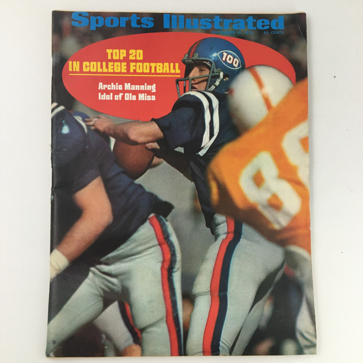 VTG Sports Illustrated Magazine September 14 1970 featuring Archie Manning on the cover, showcasing a college football game.