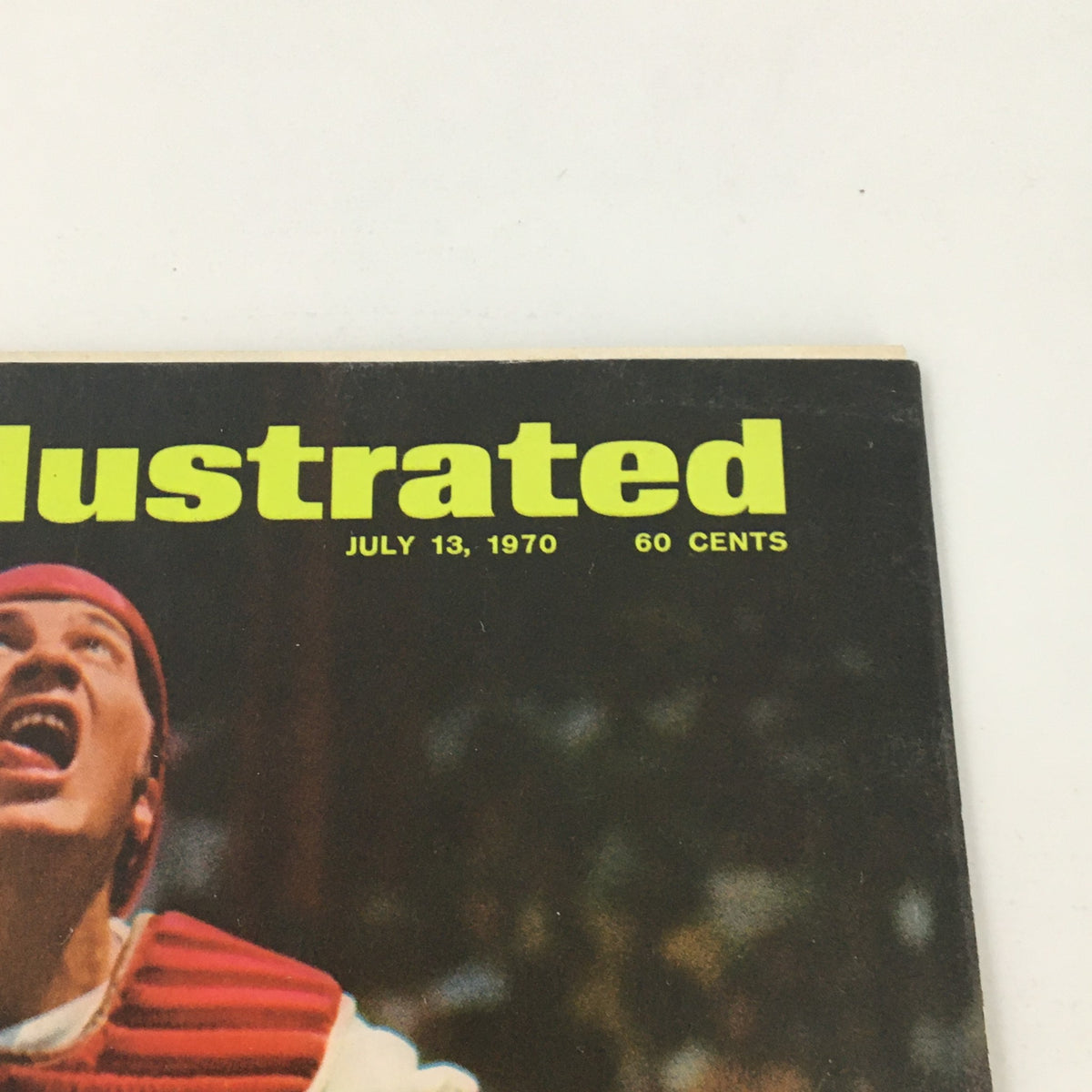 Close-up view of the Sports Illustrated magazine cover from July 13, 1970, highlighting Johnny Bench with striking cover design.