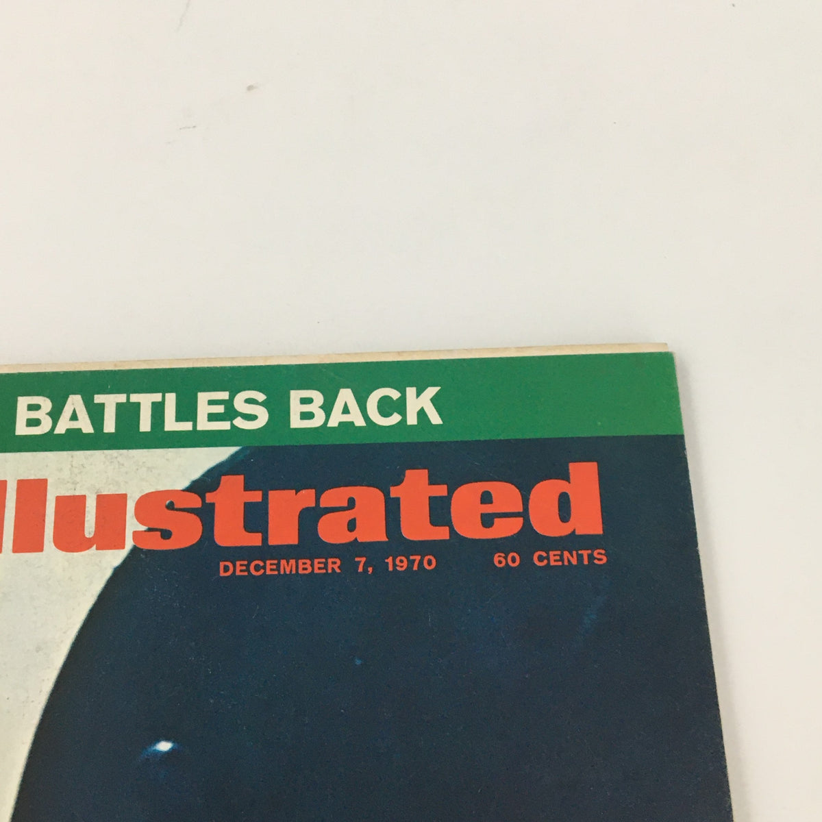 Close-up of the Sports Illustrated magazine title and date, December 7, 1970, showcasing the branding and vintage appeal.