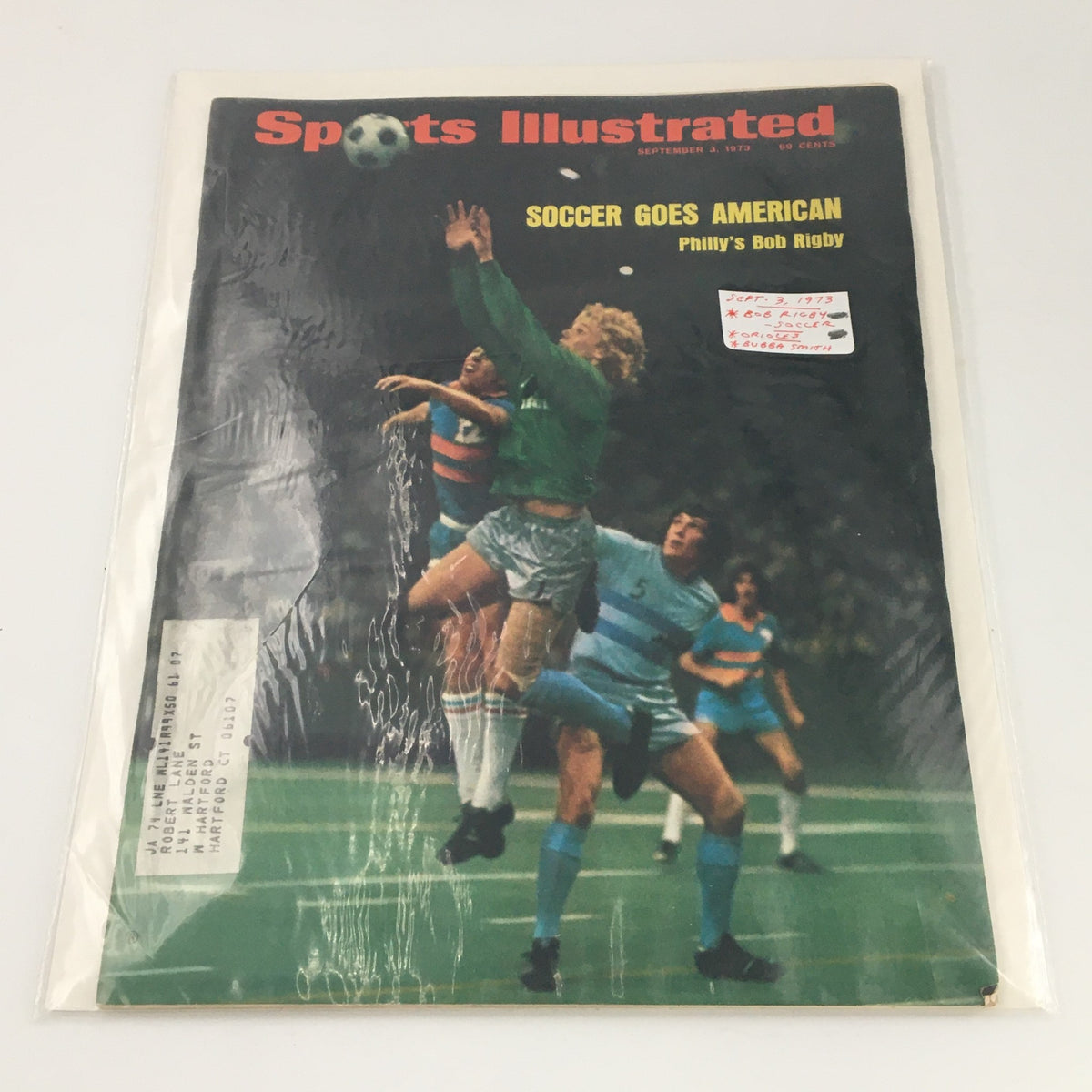 Vintage Sports Illustrated Magazine from September 3, 1973 featuring soccer player Bob Rigby on the cover, showcasing soccer action and historical sports memorabilia.