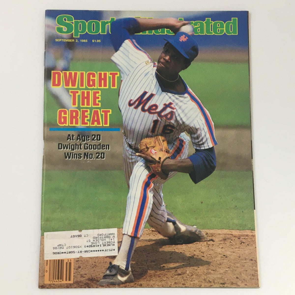VTG Sports Illustrated Magazine September 2 1985 featuring Dwight Gooden on the cover, showcasing him in full pitching motion with the New York Mets.