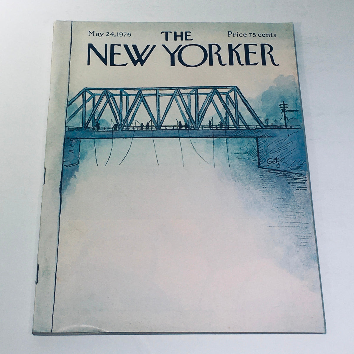 Cover of The New Yorker Magazine from May 24, 1976, featuring a bridge illustration by Arthur Getz. This vintage magazine showcases its unique cover art, reflecting the cultural essence of the 1970s and appealing to collectors and enthusiasts.