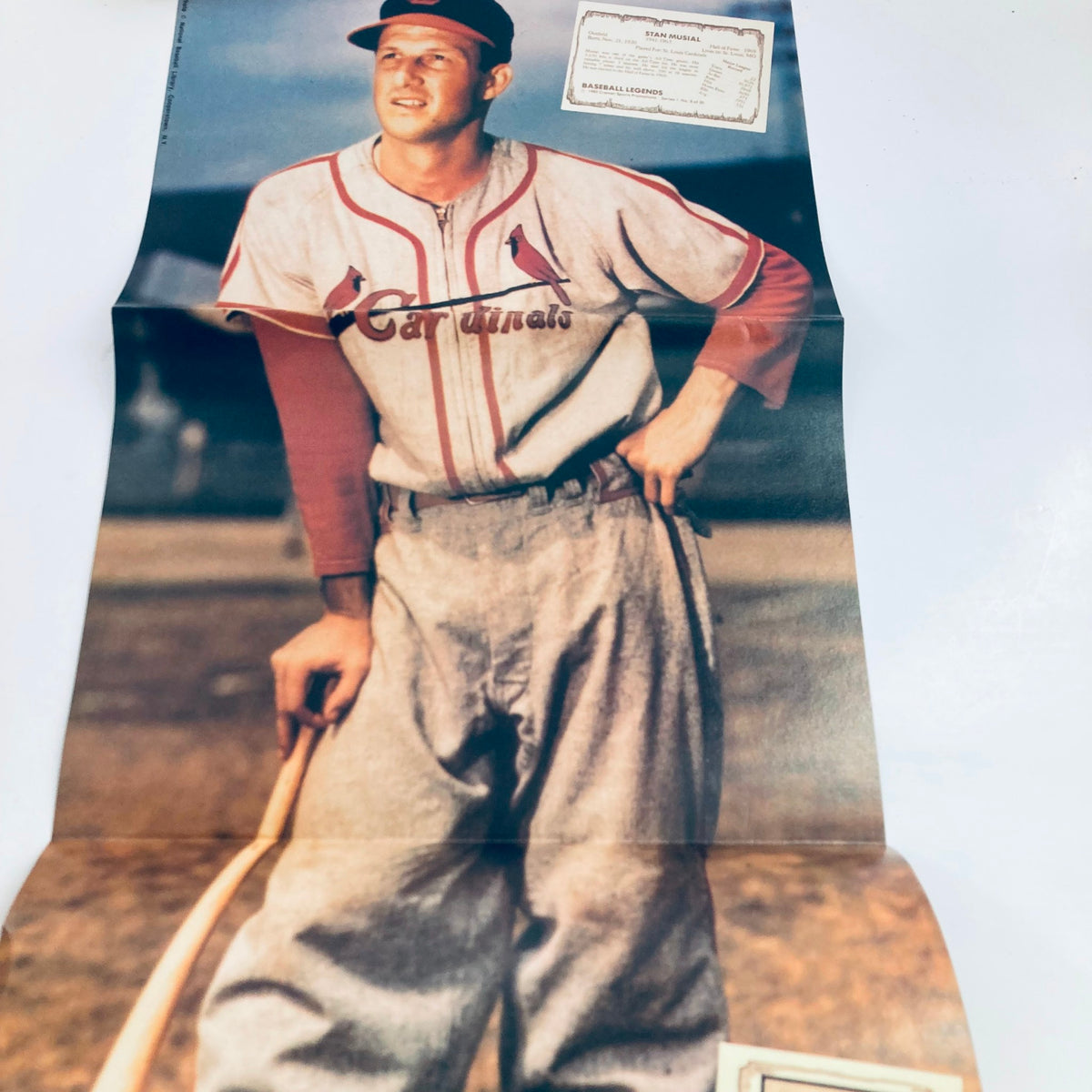 Poster page in VTG All Time Baseball Greats Magazine July 1990 #2 depicting baseball legend Stan Musial in a vintage Cardinals uniform.