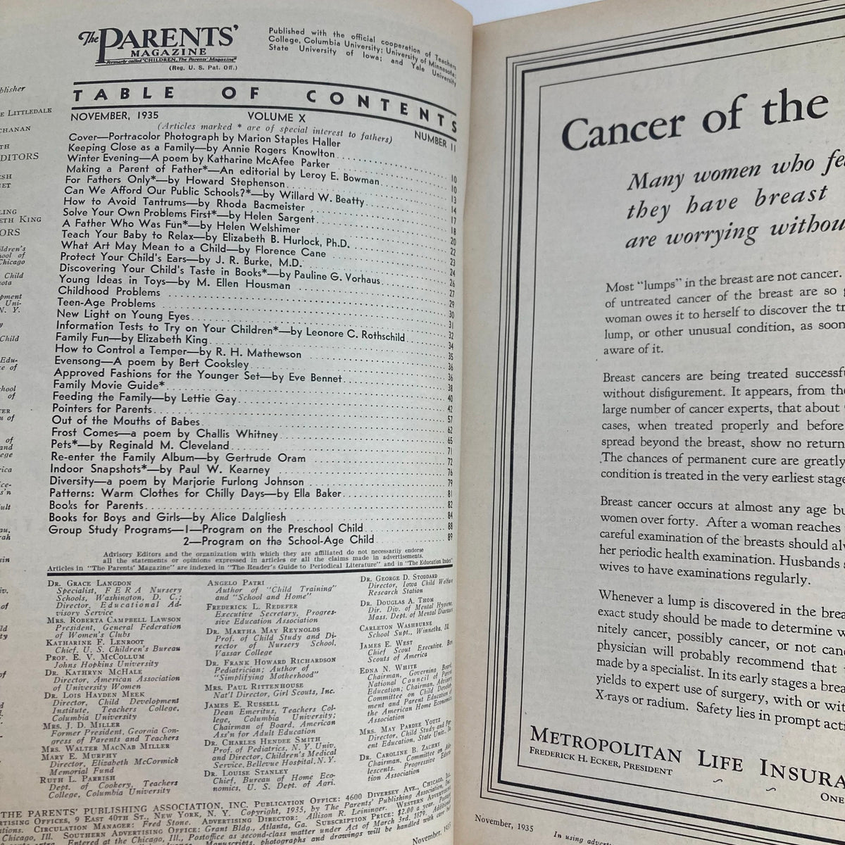 Vintage The Parents' Magazine November 1935 Can We Afford Our Public Schools?