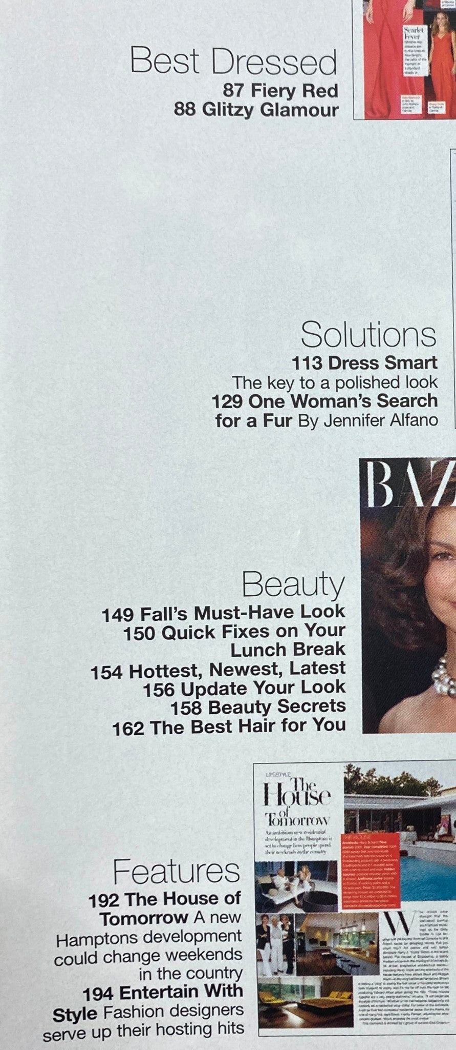 Interior pages of Harper's Bazaar Magazine October 2004 detailing 'Best Dressed' and 'Solutions' sections with fashion tips and insights, reflecting early 2000s style trends.