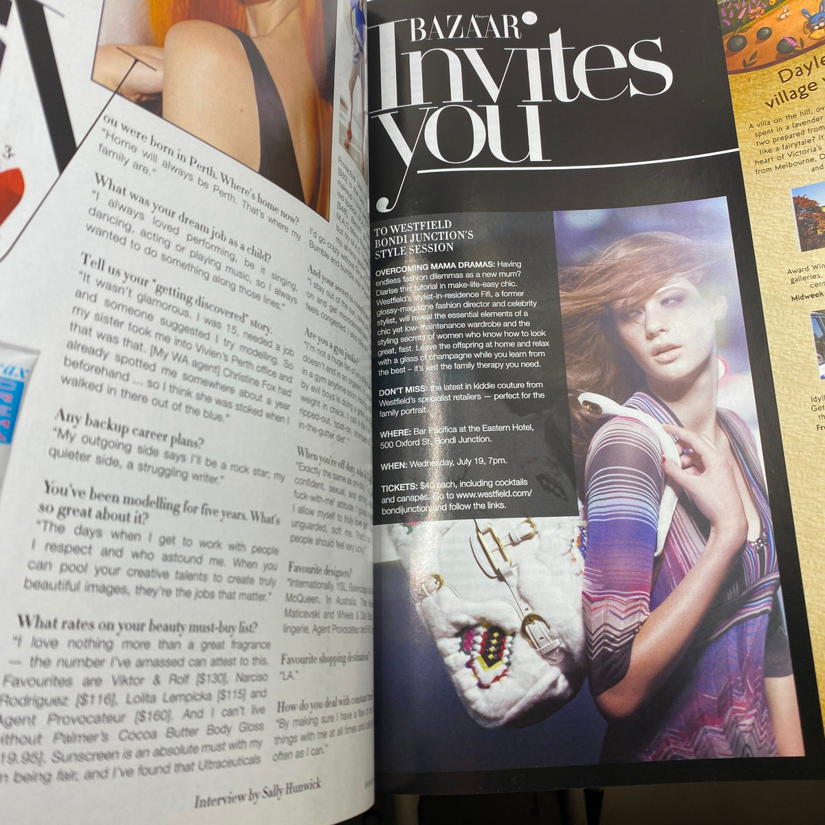 Another interior page of Harper's Bazaar Australia Magazine August 2006, highlighting fashion insights and tips from the era.