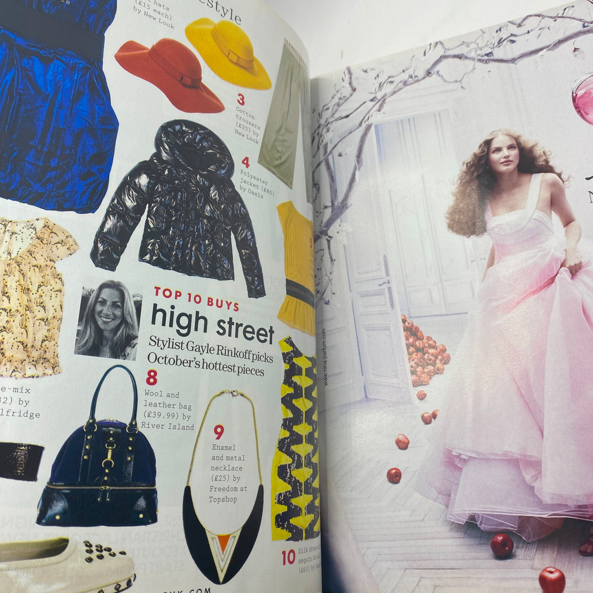 Interior spread from Elle UK Magazine October 2007 displaying top fashion buys and style trends for the autumn season.