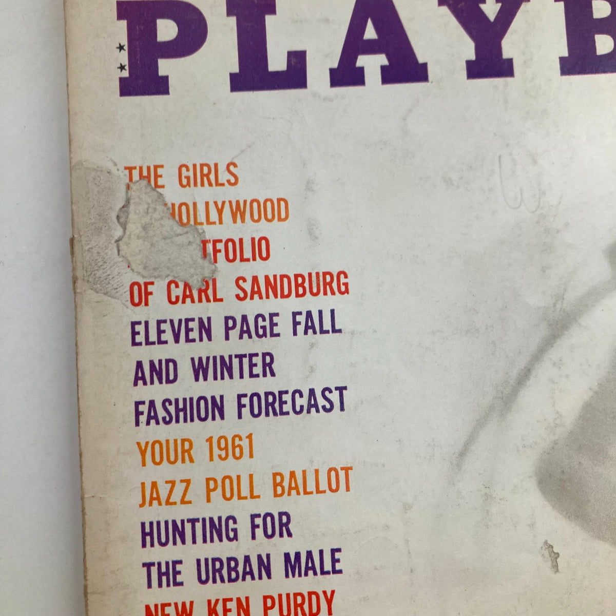 Cover of VTG Playboy Magazine October 1960 featuring article titles and highlights.