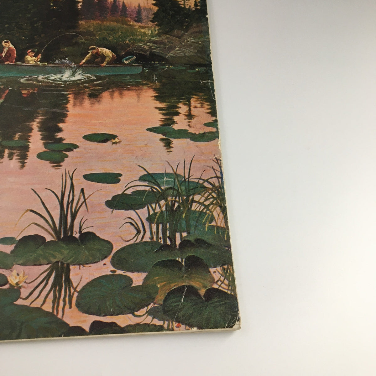 Detail of the cover of The Saturday Evening Post dated June 13, 1959, showing the lake and natural scenery, emphasizing the magazine's connection to the Montana Prison Riot.